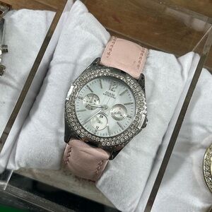 Guess Silver Watch with Light Pink Strap